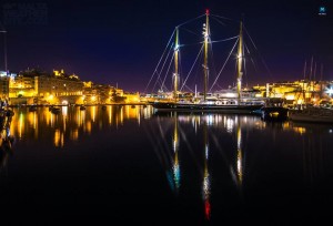 The splendid Grand Harbour Marina by night m agius design