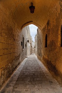 one of the many beautiful narrow streets in mdina this is malta