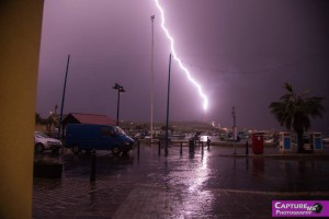 Photo taken from Marsaxlokk tonight, showing a lightning hitting the chimney of the Delimara Power Station captureme photography