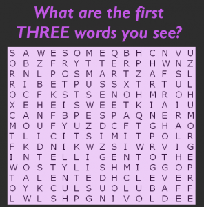 what are the first 3 words you see